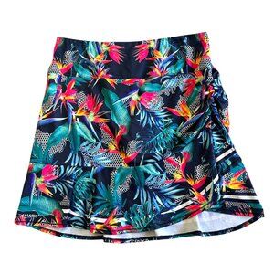 Lucky In Love Women's Sz L Navy Skort Tropical Print Tennis